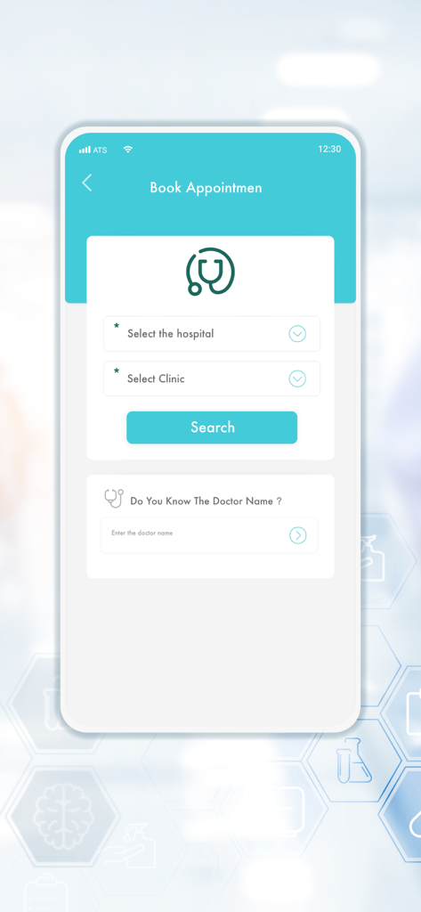 A mobile app interface for booking a medical appointment at Dallah Hospitals