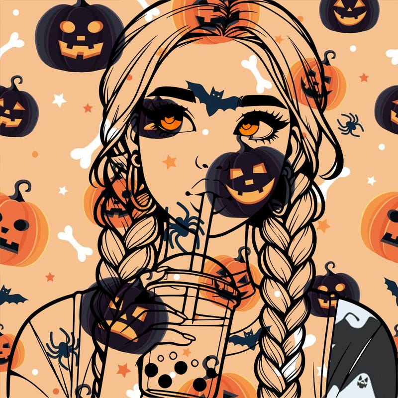 realistic girl with braided hair drinking boba