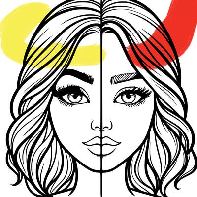 realistic girl split half