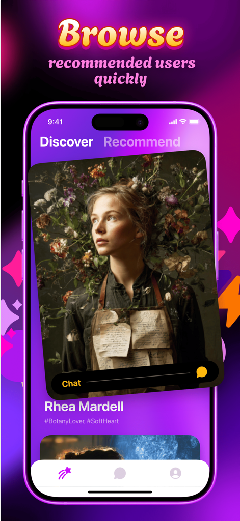 Zepka - Chat, Gather & Cheer - Zepka app interface displaying the discover section with recommended AI companion profiles.