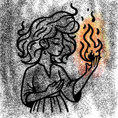 woman with fire