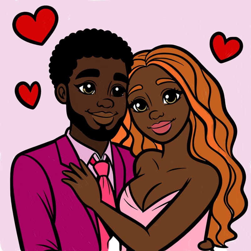 black man and white women in love realistic