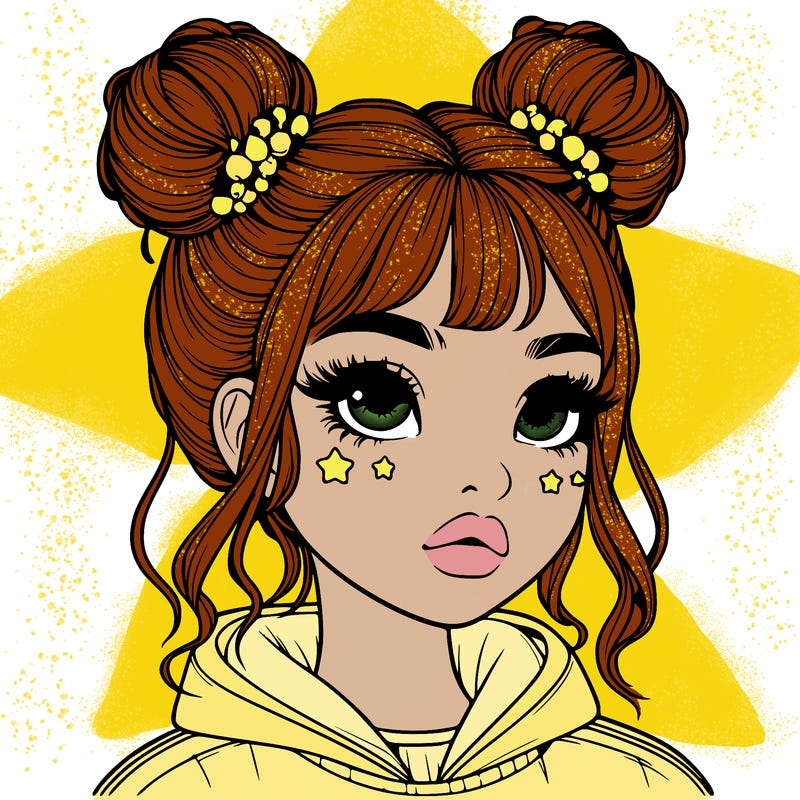 realistic girl with space buns