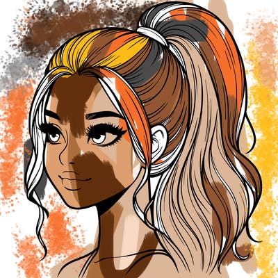 realistic girl with a high ponytail