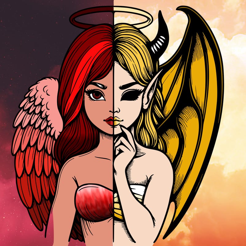 realistic angel half demon