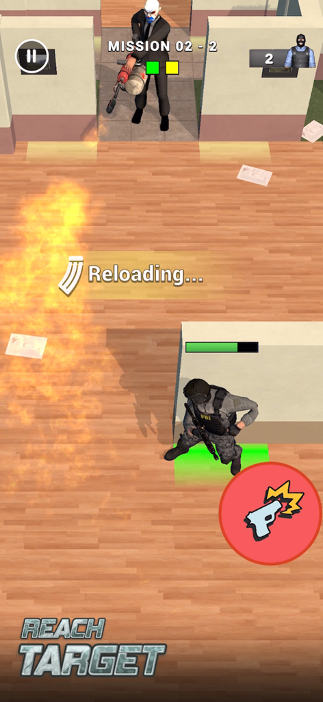 Rescue Agent: Shoot & Hunt - Um agente da SWAT se protege atrás de uma parede durante uma missão de combate em Rescue Agent Shoot and Hunt