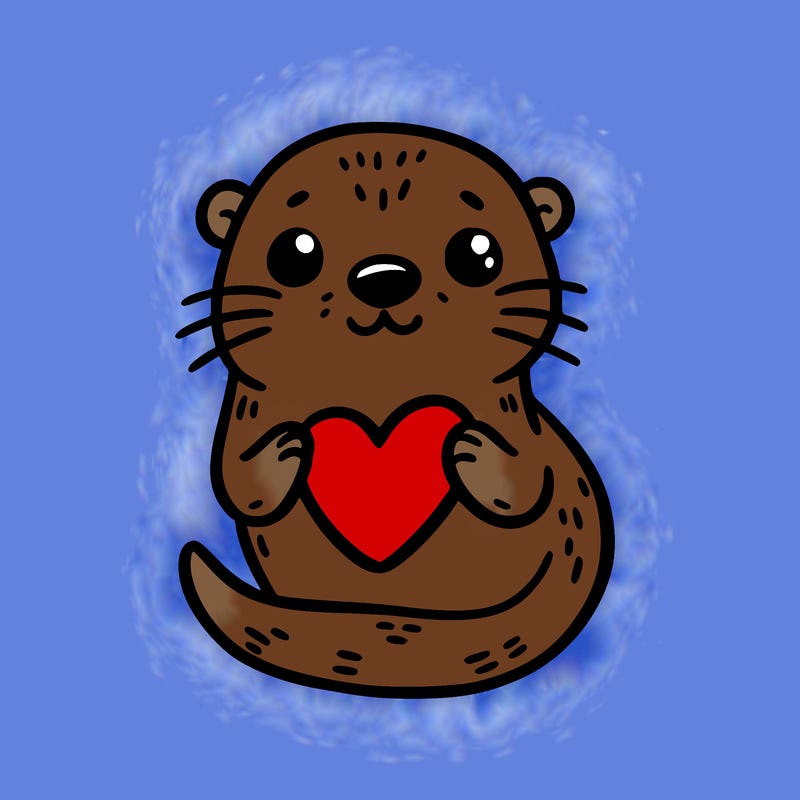 otter with a heart