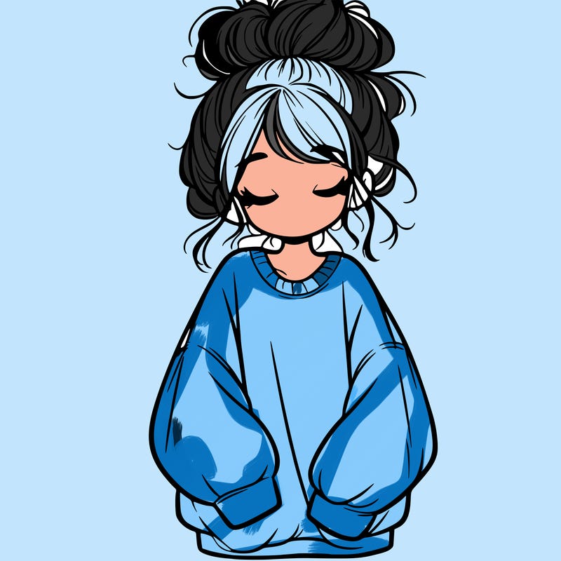 girl with baggy sweatshirt and messy bun