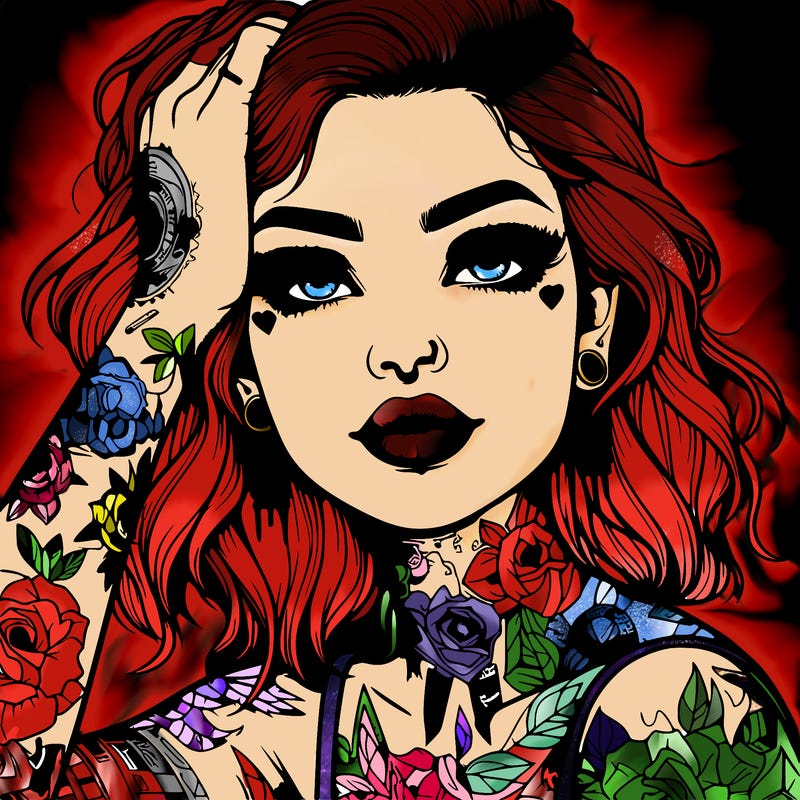 realistic girl with tattoos all over