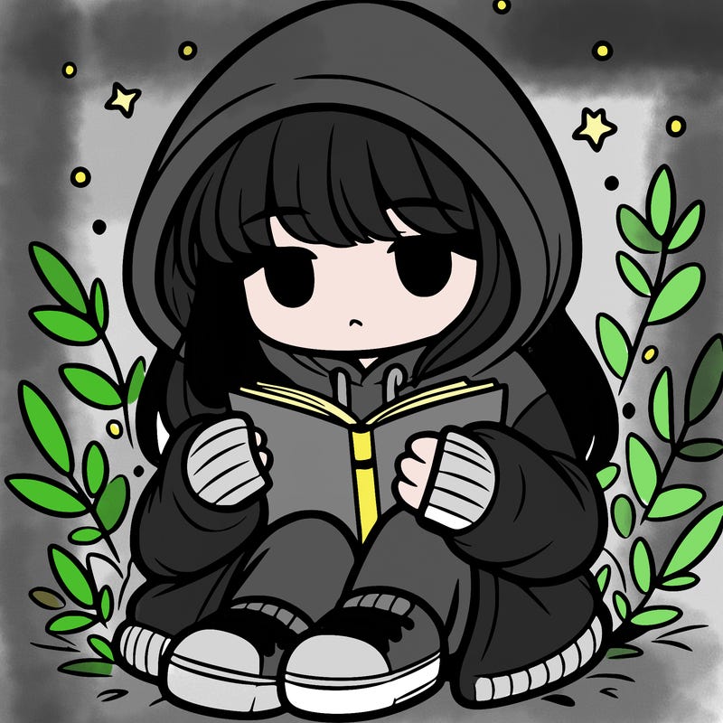 girl in oversized hoodie reading a book