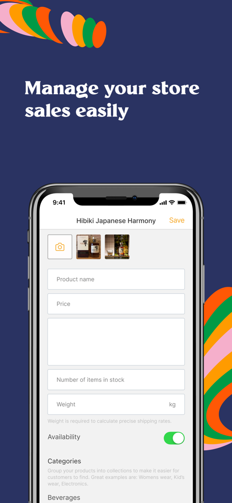 Flutterwave - Flutterwave Mobile app screen for adding products and managing inventory in an online store.