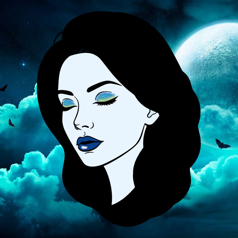 complete woman's face with closed lines