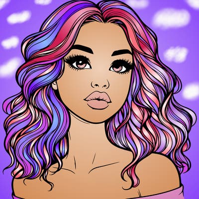 realistic girl with wavy hair and lips