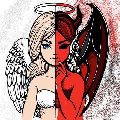 realistic angel half demon