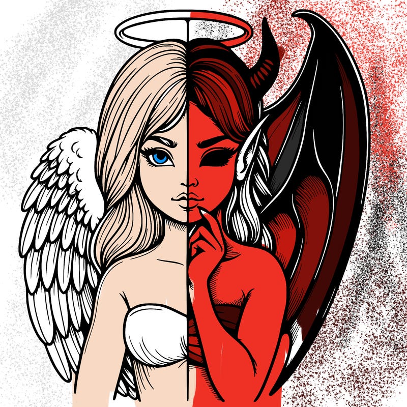 realistic angel half demon