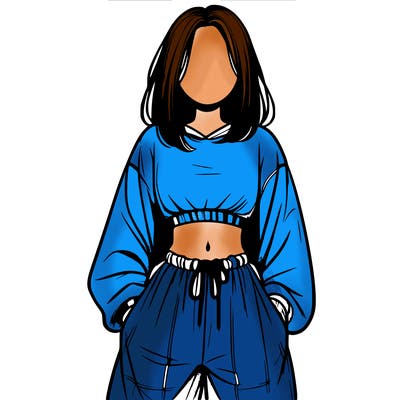 realistic girl faceless with baggy pants and a crop top