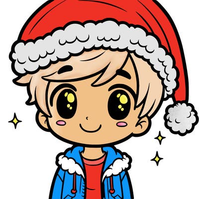 a cute boy with a santa hat