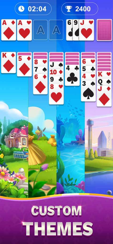 Solitaire of Cash - Solitaire of Cash mobile game screen showcasing customizable background themes