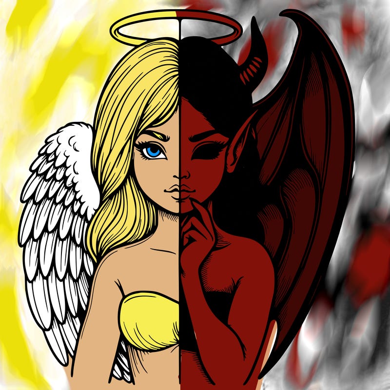 realistic angel half demon