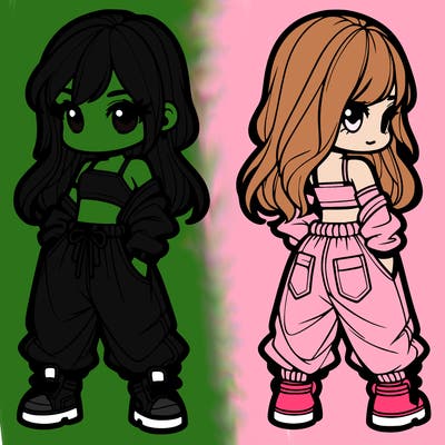 girl in crop top and baggy pants