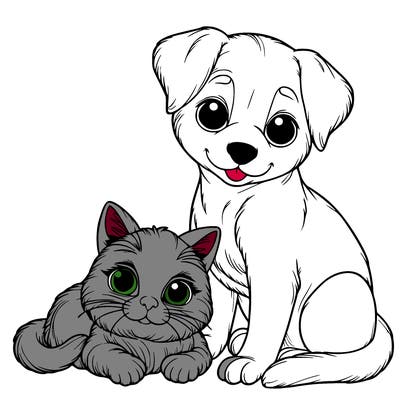 realistic cat and dog