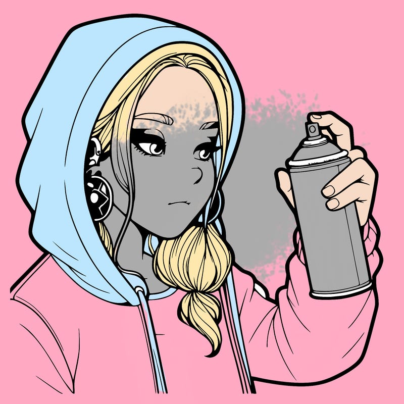 a realistic girl, spray painting