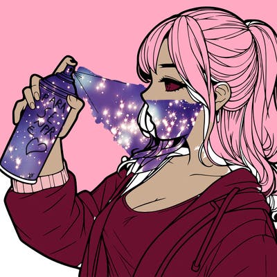 a realistic girl spray, painting