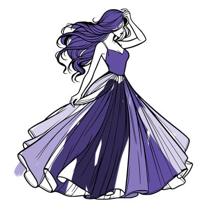 realistic woman with dress flowing in the wind