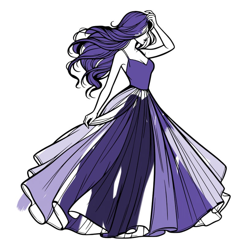 realistic woman with dress flowing in the wind