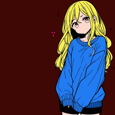 manga teen girl  in a sweater and baggy pants