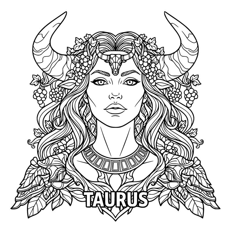 zodiac sign goddess "taurus" head to shoulder
