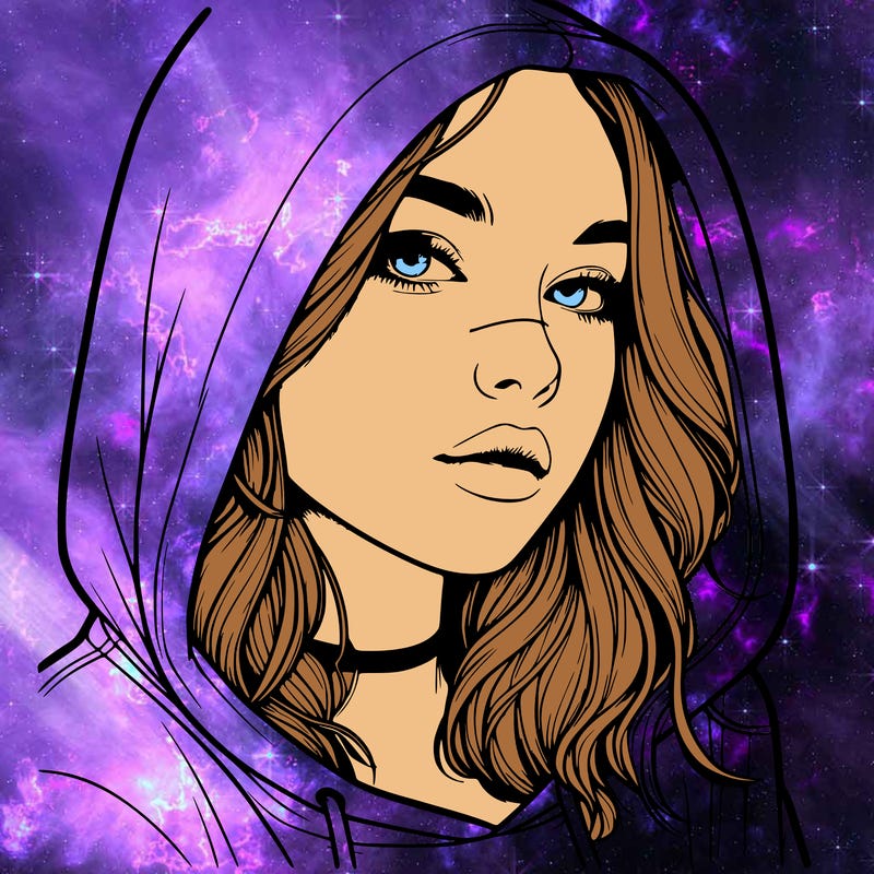 realistic girl with hood on