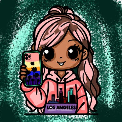 los angeles girl with a iphone