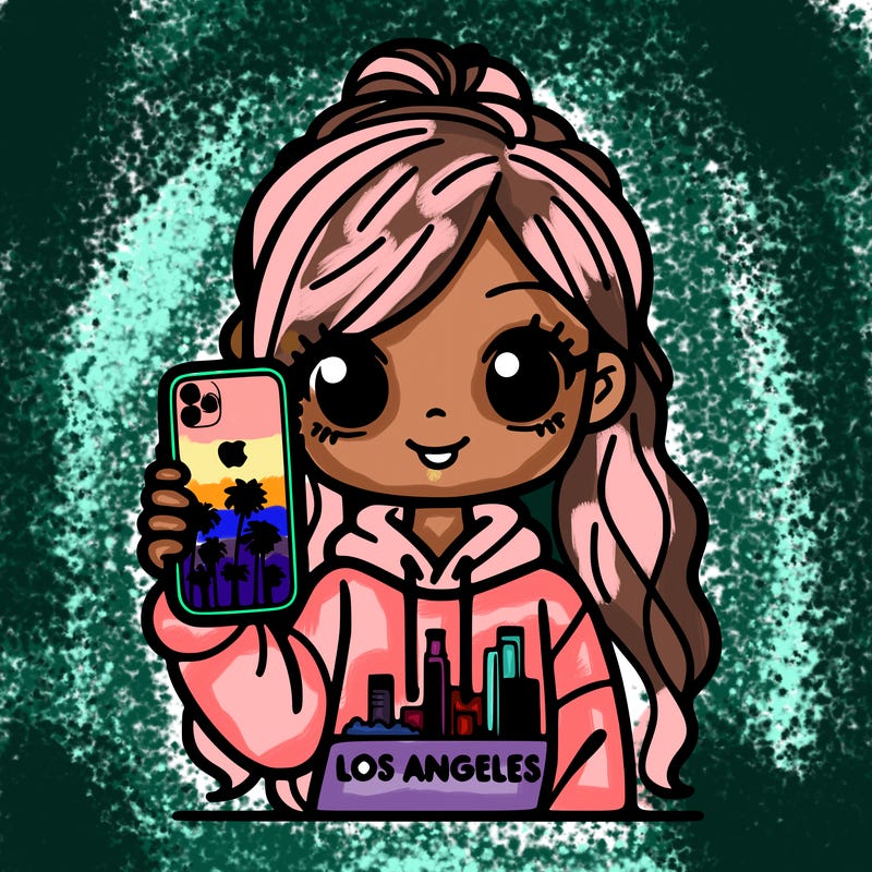 los angeles girl with a iphone