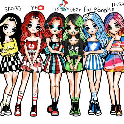 a group of girls realistic