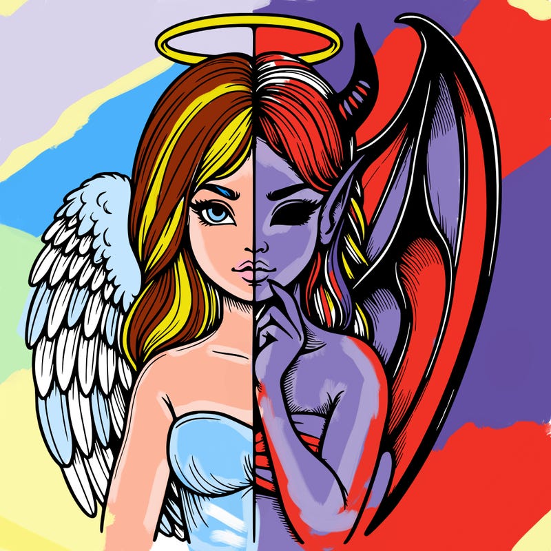 realistic angel half demon