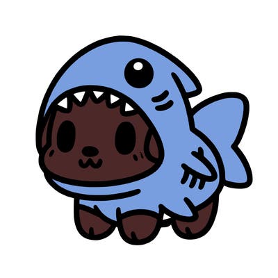 cute dog wearing a shark costume