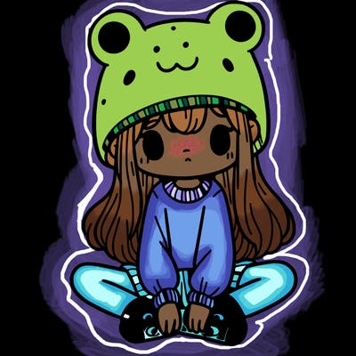 a girl wearing a frog hat and some frog socks