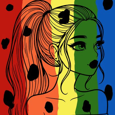 a beautiful and realistic girl with a high pony tail