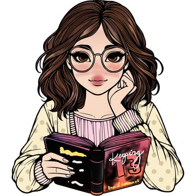 realistic girl with glasses and a book