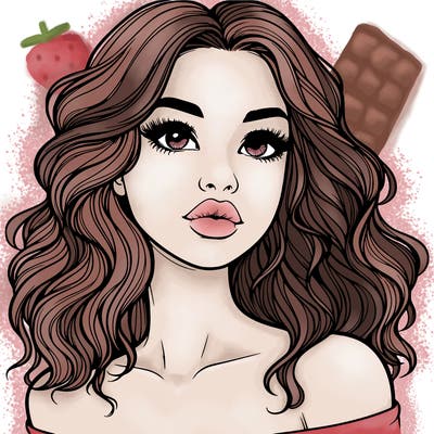 realistic girl with wavy hair and lips