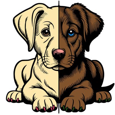 realistic dog split picture