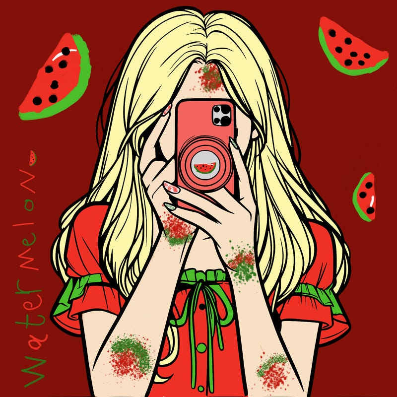 a realistic girl holding her phone taking pictures