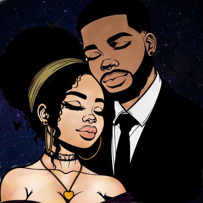 realistic love couple african-american