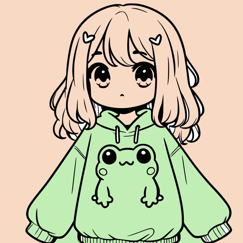 girl wearing frogging sweatshirt