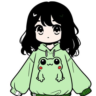 girl wearing frogging sweatshirt