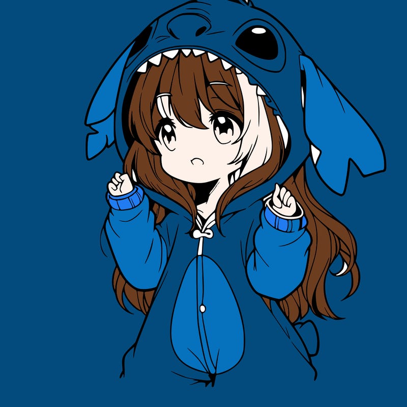 anime girl in a stitch onsie