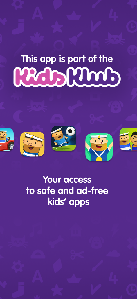 Fiete PlaySchool for kids 5+ - Promotional screen for Kids Klub showing a collection of safe and ad free apps for children