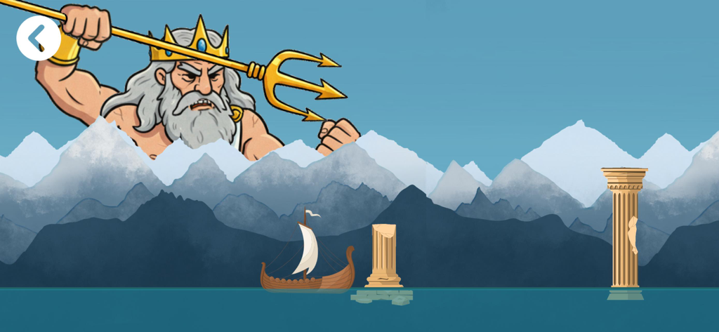 Voice Through - Poseidon watching over a ship in the Voice Through pitch-controlled wave game