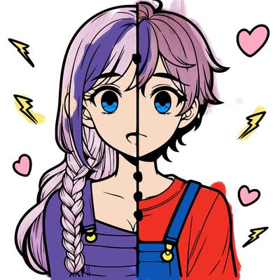 realistic girl boy split